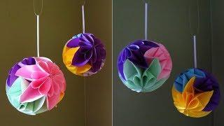 Star flower ball - easy paper flower ball tutorial - EzyCraft