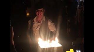 Marilyn Manson blows out candles on the cake at the birthday party (05/01/2018)