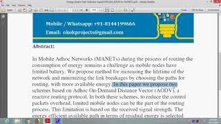 Energy Aware Path Selection based Efficient AODV for MANETs