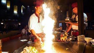 Teppanyaki LOBSTER & STEAK - Amazing Knife Skills and Fire Cooking in Waikiki, Hawaii!