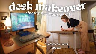 Setting up my NEW DESK  *realistic for small spaces* | nyc apartment