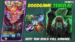 SUN DAMAGE  DARK SYSTEM  VS. TERIZLA EXP LANE  - TOP ONE GLOBAL SUN BUILD DAMAGE ~ MOBILE LEGENDS