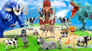 Mammoth Elephant Gorilla vs Giant Dinosaur 3 Zombie Cow Cheetah Attack Baby Elephant Zebra Buffalo