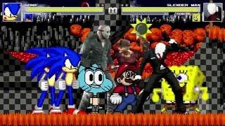 AN Mugen Request #358: Sonic, Sonic.exe, Gumball & Jason VS Slenderman, Spongebob, Freddy K. & Mario