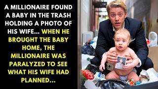 A MILLIONAIRE FOUND A BABY IN THE TRASH HOLDING A PHOTO OF HIS WIFE… WHEN HE BROUGHT THE BABY...