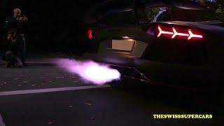 Lamborghini Aventador spitting huge flames!