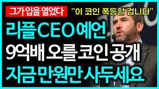 리플 CEO의 대박 예언으로 9억배 폭등할 코인 대공개!