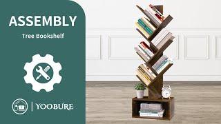 ️YoobureTree Bookshelf 6 Shelf Retro Floor Standing Bookcase for CDs/Movies/Books Assembly Video