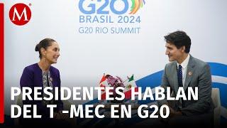 Claudia Sheinbaum se reúne con Justin Trudeau durante la cumbre del G20