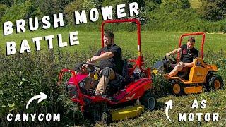 Let The BRUSH MOWER BATTLE Commence! Steep Slopes, Long Grass and Brush! AS Motor vs Canycom