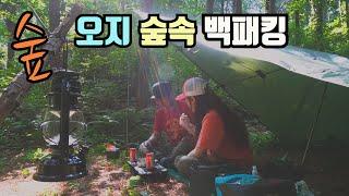 깊은숲속 화전민 터에서 하루살기  / DD타프 설치 / 필수장비 만으로 백패킹 / 숲속백패킹 / 여름계곡