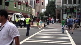 Craziest traffic cop...ever. Steals the show during the DNC.