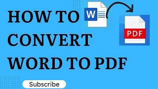 How To Convert Word To Pdf