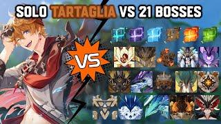 Solo C0 Tartaglia vs 21 Bosses Without Food Buff | Genshin Impact