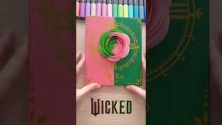 Wicked Cute textured #art #painting Glinda Elphaba pink green paper flower #wicked gift idea