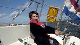 sailing 7 year old at sigma 33 in 25 to 30 knts upwind at the ijsselmeer