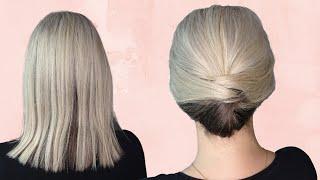 EASY chignon on short to medium length hair - thin fine hair