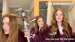 How to Curl Hair with Clamp Curling Iron *for Beginners Easiest Tutorial*