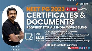 Certificates & Documents Required for All India Counseling  | NEET PG 2023  #zynerd