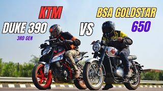 BSA Goldstar 650 vs Duke 390 3rd Gen Drag Race Shocking results | KSC Vlogs