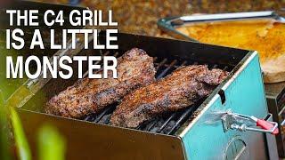 Grilling The Perfect Steak in a C4 FOGO Charcoal Portable Grill | C4 M-Grill Texas