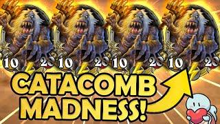 QUADRUPLE GOLDEN CATACOMB CRASHER! | Hearthstone Battlegrounds