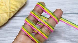 Amazing 3 Beautiful Woolen Yarn Flower making ideas with Finger | Easy Sewing Hack