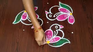 Vinayaka chavithi rangoli || birds  rangoli || kolam designs ||