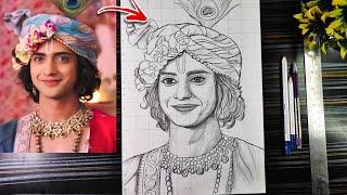 How To Draw Sumedh Mudgalkar as Krishna️‍🩹, RadhaKrishna Serial Sumedh Krishna Drawing,Lord Krishna