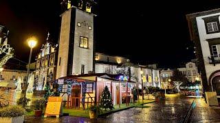 LIVE: Christmas Village  Ponta Delgada Walk in the rain, Sao Miguel Azores Portugal  - 10.12.2024