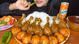 *CHICKEN LEG PIECEASMR EATING SPICY CHICKEN CURRY,EGG CURRY,WHITE RICE l FOOD VIDEOS l ASMR MUKBANG