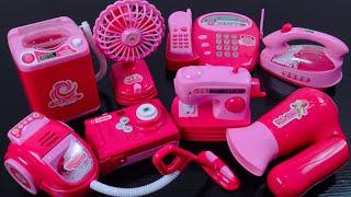 [Toy ASMR] Satisfying with Unboxing 8 Pink Mini Appliances Iron,Telephone,Hair Dryer,Camera,Vacuum