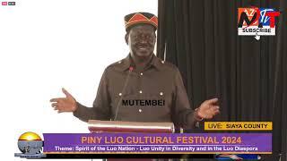 Listen to Raila Odinga Powerful Speech in front of Ruto and Museveni on Piny Luo Cultural Festivals!