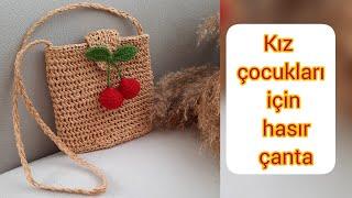 Kız çocukları için bayramlık çanta/ tığ işi örgü hasır çanta #knitting #çocukçanta