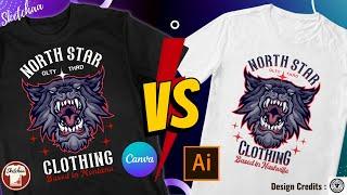 Canva T-shirt tutorial| Canva Vs Adobe Illustrator | How to make lighter Design Versions