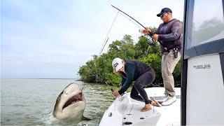 Massive Shark Breaks Fishing Rod too close for comfort!