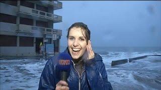 Saint-Malo: Fanny Agostini arrosée par une vague en plein direct