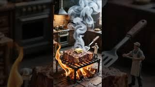 “MOUNTAIN-SIZED STEAK?! Mini Chefs Lift the Meat with a Giant Fork!” #minichef #tinychefs  #aivideo