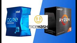 Crypto Mining AMD 3900x, 5900x, INTEL 11900k  CPU - Bitcoin Mining, Ethereum, Ripple with Nice Hash