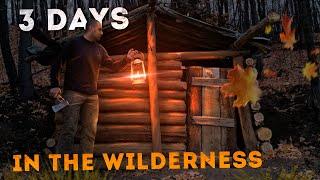 Building a bushcraft  log cabin by the river, 3 days solo overnight, shelter in the woods