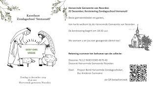 Kerstviering Zondagschool 22 december: 18.30 uur