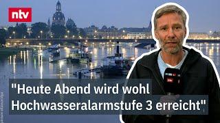 "Heute Abend wird wohl Hochwasseralarmstufe 3 erreicht": ntv-Reporter vor Ort in Dresden | ntv