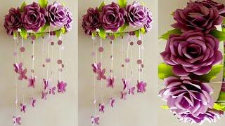 Paper Rose Flower Wall Hanging - Paper Flower Wall Hanging - Easy paper Craft