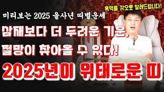 혼날 각오하고 한성도령이 알려드립니다! 2025년 을사년에 삼재보다도 더 안 좋은 띠가 있다! 미리 준비해서 피해가세요~