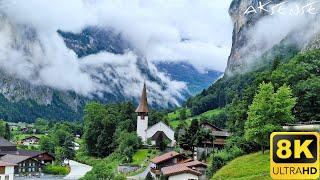 [ 8K ] 瑞士 - 天堂 | LAUTERBRUNNEN 村庄和山谷 | 8K 超高清视频