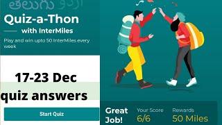 Intermiles Quiz a thon answers | Weekly intermiles quiz answers