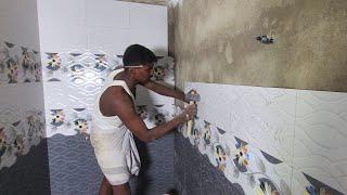 Bathroom Construction of Wall Tile Fitting Accurately-Using by cement grout