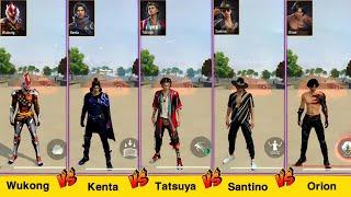 WUKONG VS KENTA VS TATSUYA VS SANTINO VS ORION DAMAGE TEST FREE FIRE / GARENA FREE FIRE