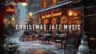 Outdoor Christmas Coffee Shop Ambience ️ Relaxing Christmas Jazz Music for Cozy Holiday