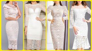 Decent Styles Of Women's Formal Wear White Lace Bodycon Sheath Dresses 2023